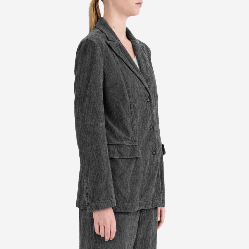 Transit Par Such Ribbed Velour Longline Jacket in Anthracite  – International designer fashion boutique Australia Riada Concept Woollahra