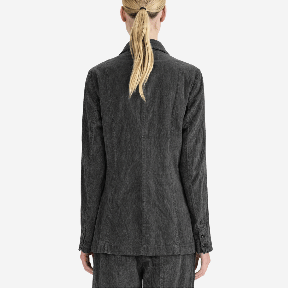 Transit Par Such Ribbed Velour Longline Jacket in Anthracite  – International designer fashion boutique Australia Riada Concept Woollahra