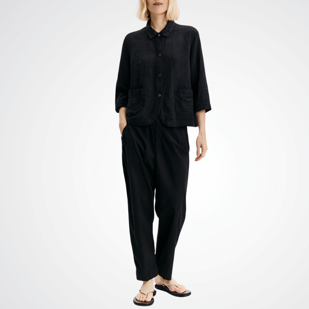 Transit Par Such Seersucker Shirt in Black Transit Par Such at Riada Concept Designer fashion shop online and in store High End fashion boutique Sydney Australia Riada Concept