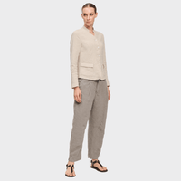 Transit Par Such Stretch Linen Blend Jacket in Sand - full front view