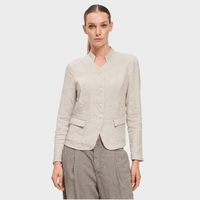 Transit Par Such Stretch Linen Blend Jacket in Sand - front view