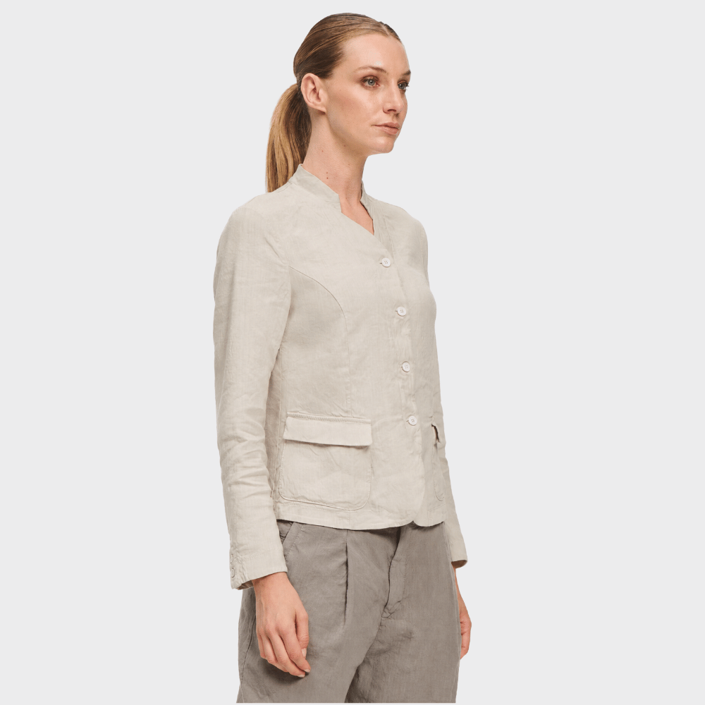 Transit Par Such Stretch Linen Blend Jacket in Sand - side view