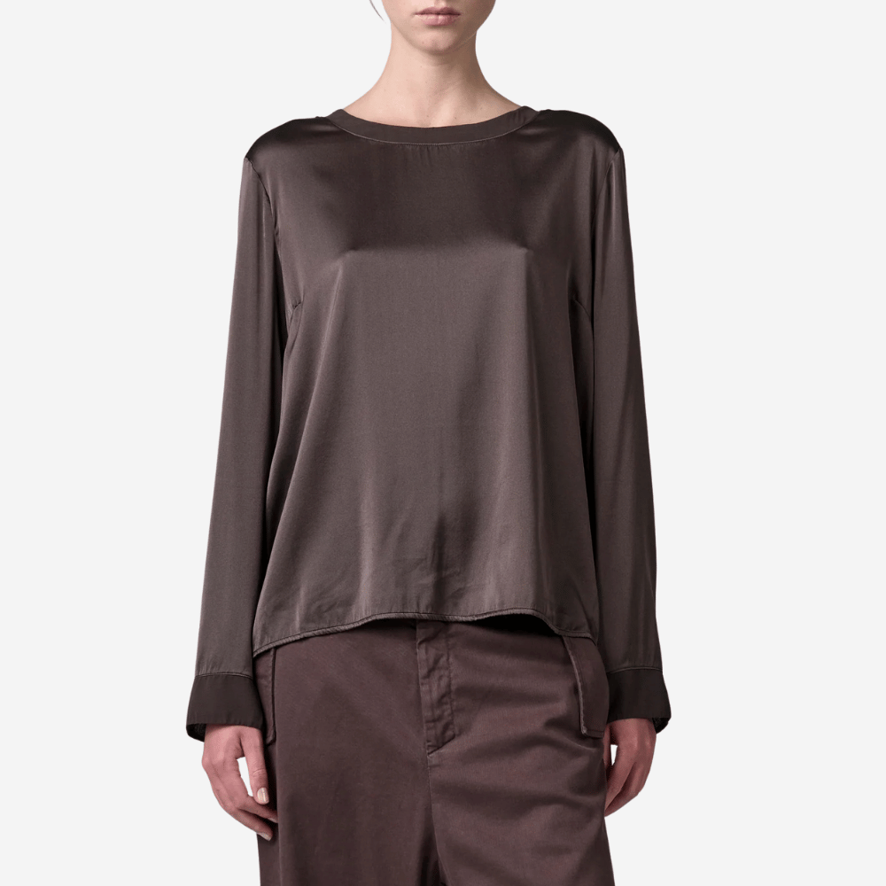 Transit Par Such Stretch Silk Long-Sleeve Blouse in Merlot - International designer fashion boutique Australia Riada Concept Woollahra 1016.CFDTRBG163