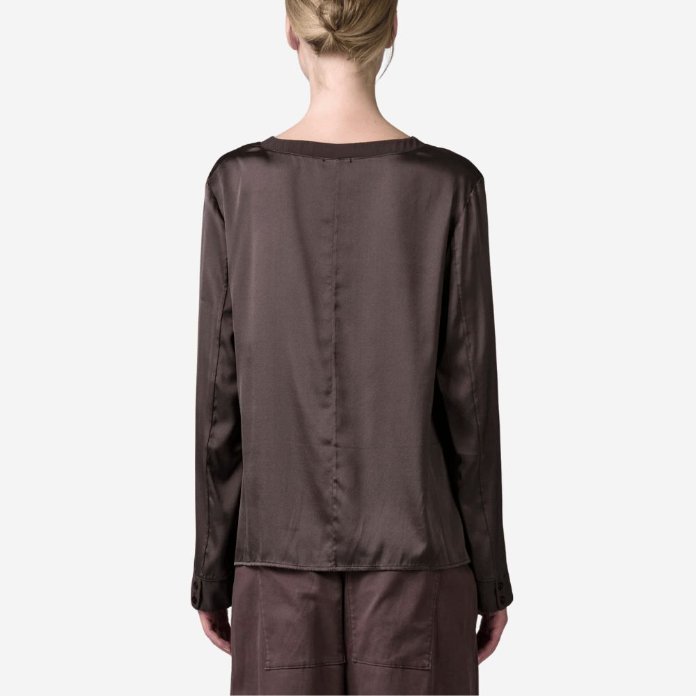 Transit Par Such Stretch Silk Long-Sleeve Blouse in Merlot - International designer fashion boutique Australia Riada Concept Woollahra 1016.CFDTRBG163