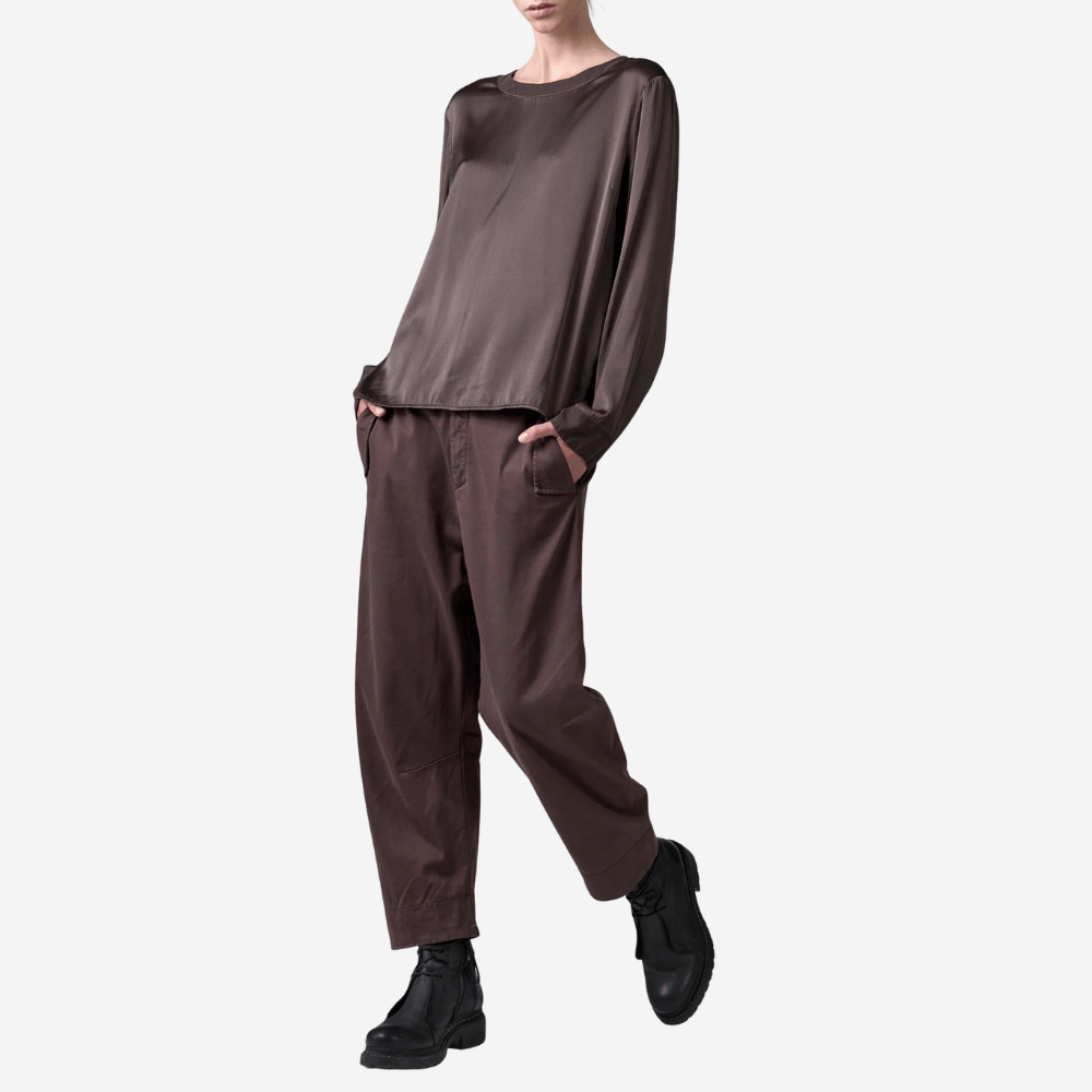 Transit Par Such Stretch Silk Long-Sleeve Blouse in Merlot - International designer fashion boutique Australia Riada Concept Woollahra 1016.CFDTRBG163