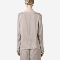 Transit Par Such Stretch Silk Long-Sleeve Blouse in Stone - International designer fashion boutique Australia Riada Concept Woollahra 1016.CFDTRBG163.21