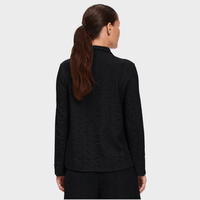 Transit Par Such textured flared shirt jacket in black with subtle pinstripe finish – back view