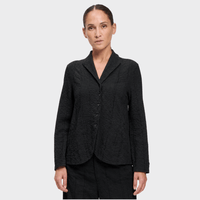 Transit Par Such textured flared shirt jacket in black with subtle pinstripe finish – front view