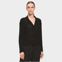 Transit Par Such black open knit jacket with soft lapels – front view