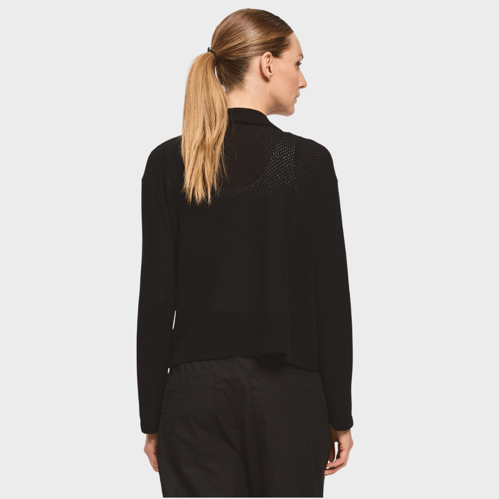 Transit Par Such black open knit jacket with soft lapels – rear view