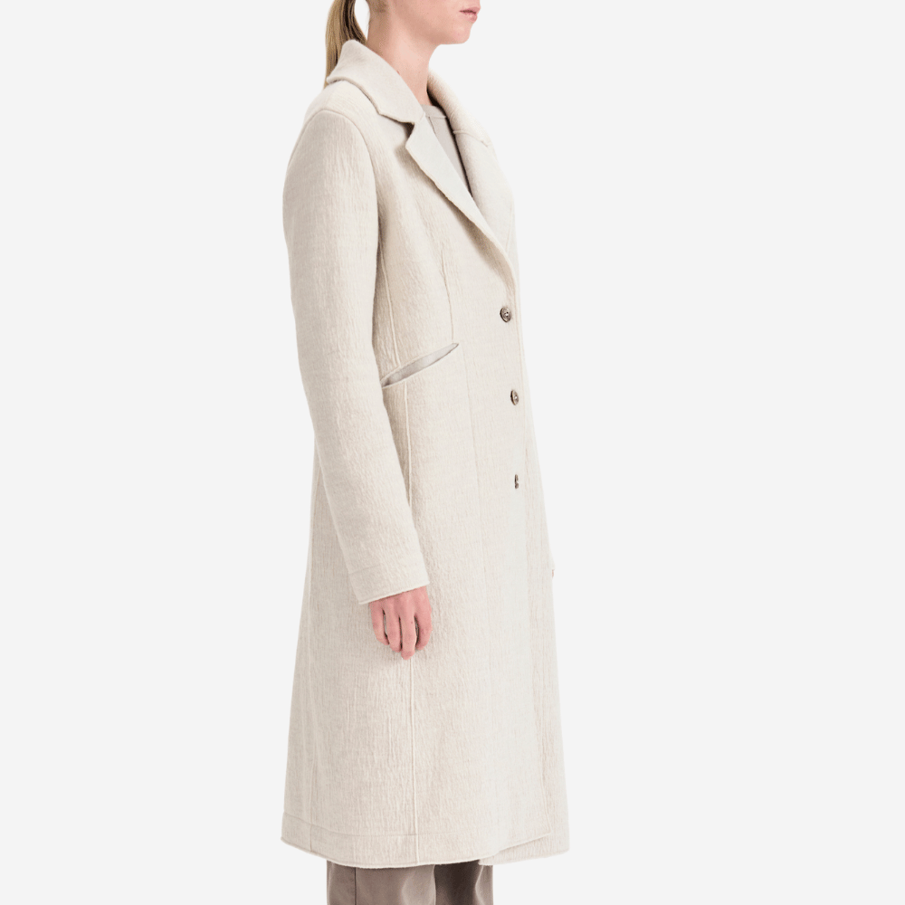 Transit Par Such Virgin Wool Easy Soft Longline Coat in Chalk – International designer fashion boutique Australia Riada Concept Woollahra