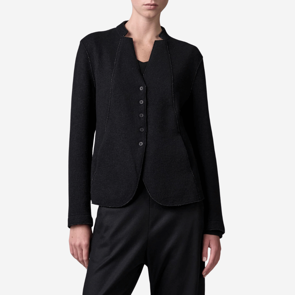 Transit Par Such Virgin Wool V-Neck Jacket in Black - International designer fashion boutique Australia Riada Concept Woollahra 1016.CFDTRB9441.10
