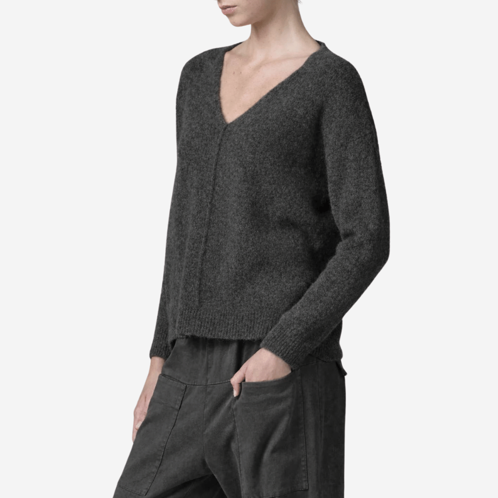 Transit Par Such Alpaca V-Neck Knit Sweater in Anthracite - International designer fashion boutique Australia Riada Concept Woollahra 1016.CFDTRB12471.13