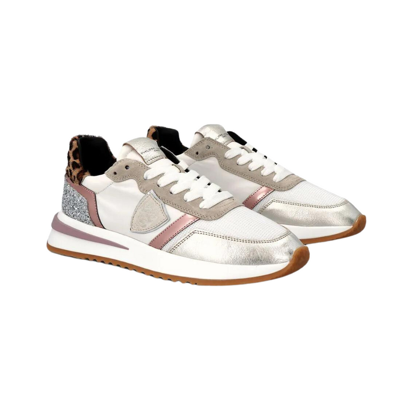 Tropez 2.1 low glitter animalier in Blanc Rose