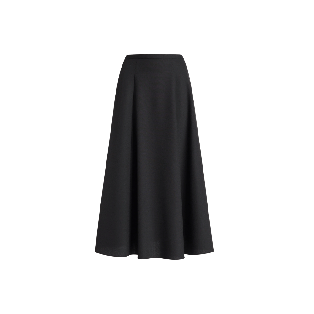 Alberta Ferretti Tropical Wool A-Line Midi Skirt in Black – International designer fashion boutique Australia Riada Concept Woollahra