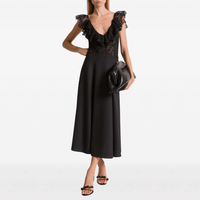 Alberta Ferretti Tropical Wool A-Line Midi Skirt in Black – International designer fashion boutique Australia Riada Concept Woollahra
