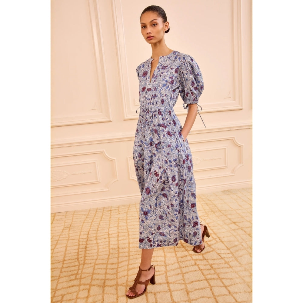 Ulla Johnson Adriana Floral Cotton Poplin Midi Dress in Gardenia – International designer fashion boutique Australia Riada Concept Woollahra