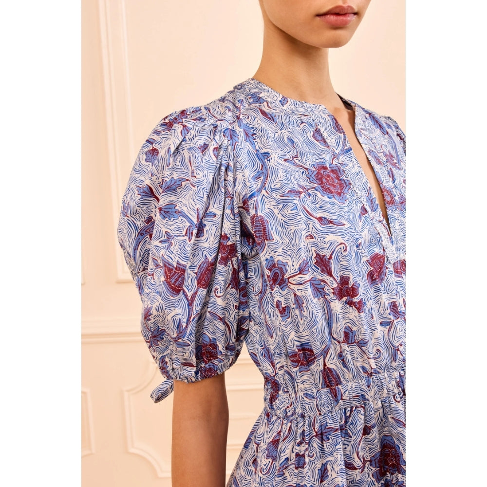 Ulla Johnson Adriana Floral Cotton Poplin Midi Dress in Gardenia – International designer fashion boutique Australia Riada Concept Woollahra