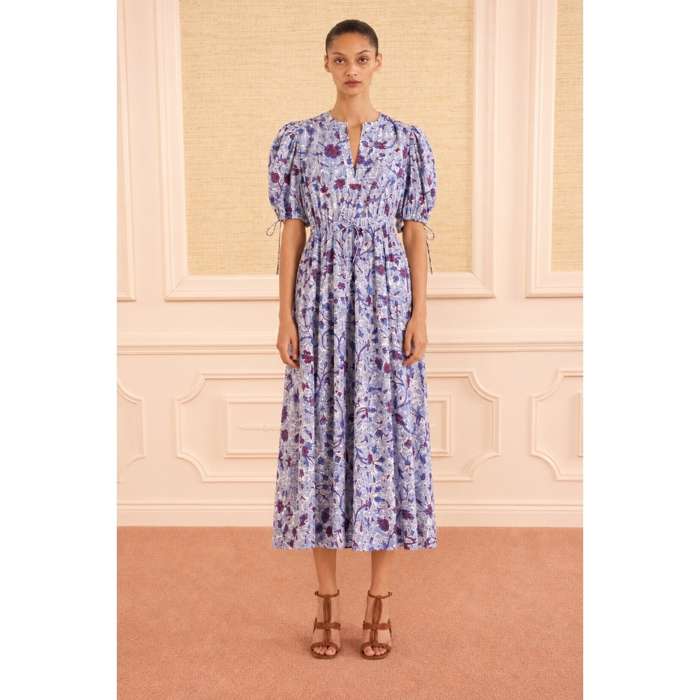 Ulla Johnson Adriana Floral Cotton Poplin Midi Dress in Gardenia – International designer fashion boutique Australia Riada Concept Woollahra