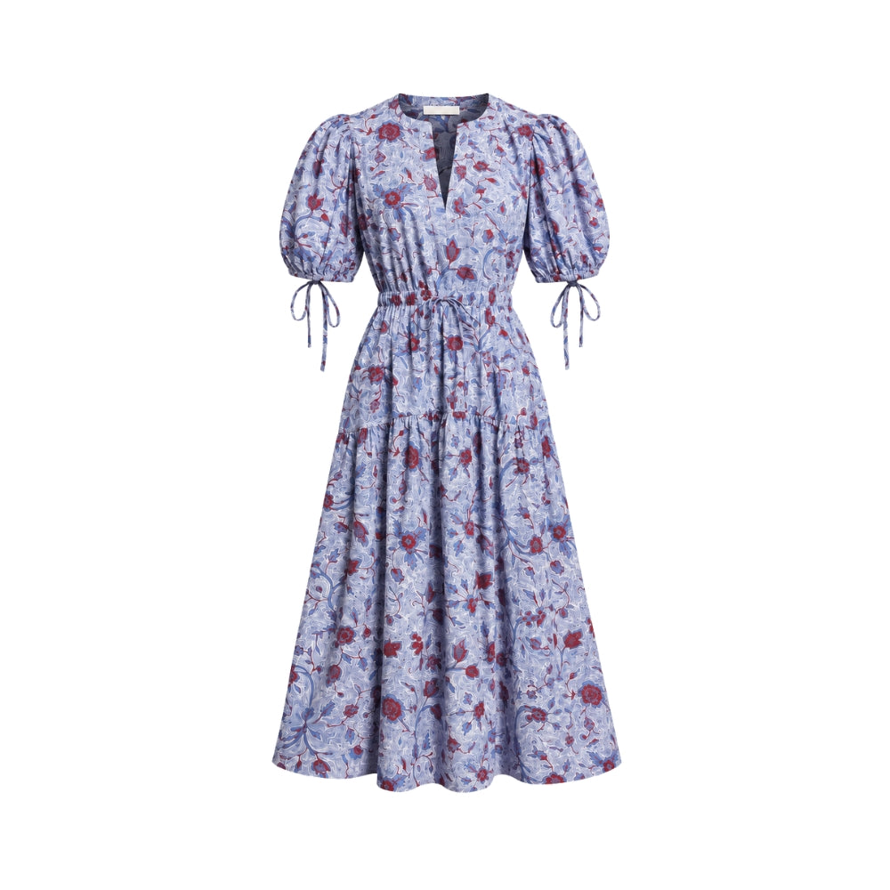 Ulla Johnson Adriana Floral Cotton Poplin Midi Dress in Gardenia – International designer fashion boutique Australia Riada Concept Woollahra