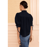 Ulla Johnson Alouette Short-Sleeve Cotton Top in Midnight – International designer fashion boutique Australia Riada Concept Woollahra