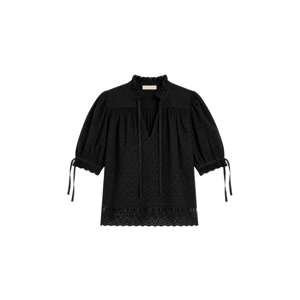 Ulla Johnson Alouette Short-Sleeve Cotton Top in Midnight – International designer fashion boutique Australia Riada Concept Woollahra