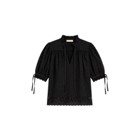 Ulla Johnson Alouette Short-Sleeve Cotton Top in Midnight – International designer fashion boutique Australia Riada Concept Woollahra