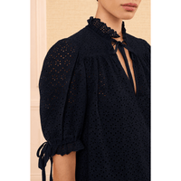 Ulla Johnson Alouette Short-Sleeve Cotton Top in Midnight – International designer fashion boutique Australia Riada Concept Woollahra
