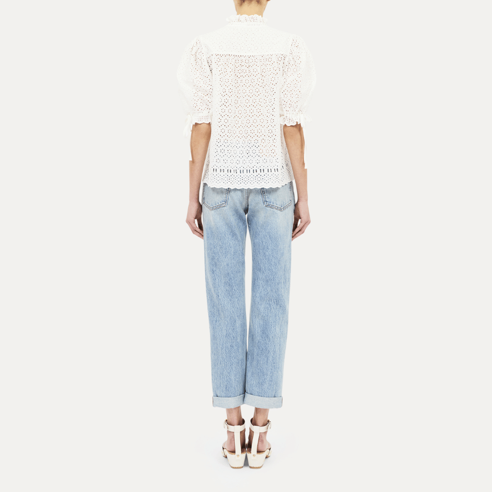 Ulla Johnson Alouette Short-Sleeve Cotton Top in Pristine – International designer fashion boutique Australia Riada Concept Woollahra