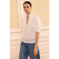 Ulla Johnson Alouette Short-Sleeve Cotton Top in Pristine – International designer fashion boutique Australia Riada Concept Woollahra