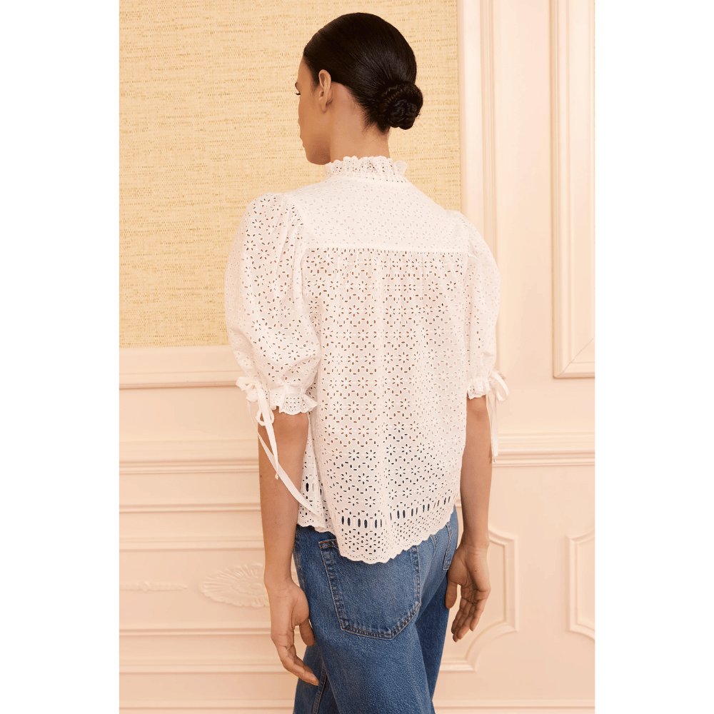Ulla Johnson Alouette Short-Sleeve Cotton Top in Pristine – International designer fashion boutique Australia Riada Concept Woollahra