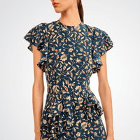 Ulla Johnson Amaia Cascading Ruffle Midi Dress in Midnight Garden Ulla Johnson designer skirts, international luxury fashion boutique Australia Riada Concept Woollahra