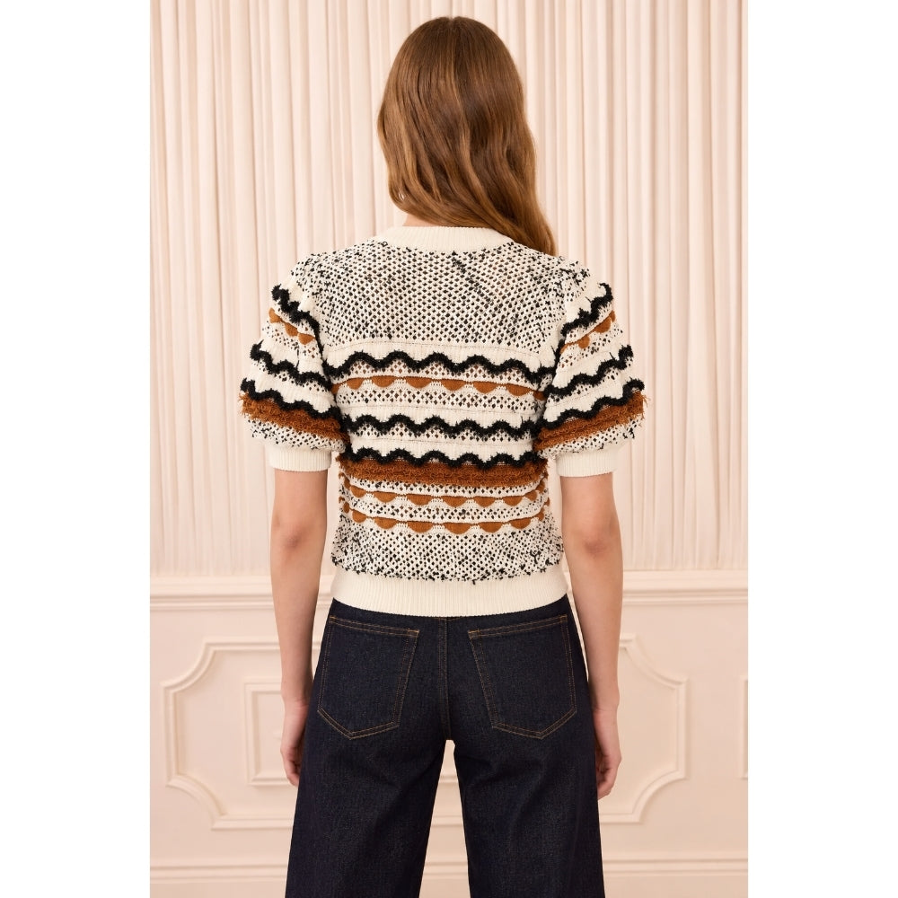 Ulla Johnson Andira Tweed Knit Short Sleeve Top in Scallop – International designer fashion boutique Australia Riada Concept Woollahra