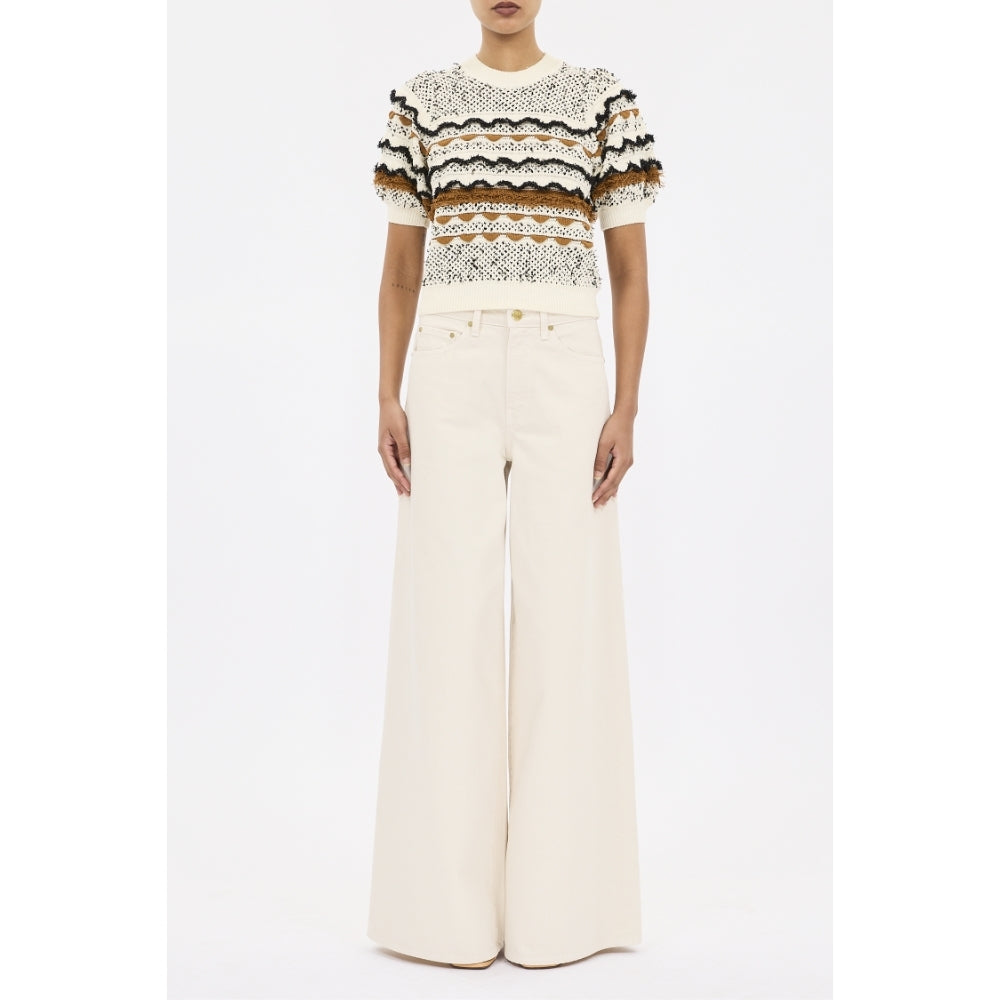 Ulla Johnson Andira Tweed Knit Short Sleeve Top in Scallop – International designer fashion boutique Australia Riada Concept Woollahra