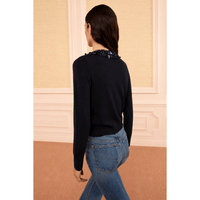 Ulla Johnson Anna Long-Sleeve Embellished Cardigan in Midnight – International designer fashion boutique Australia Riada Concept Woollahra