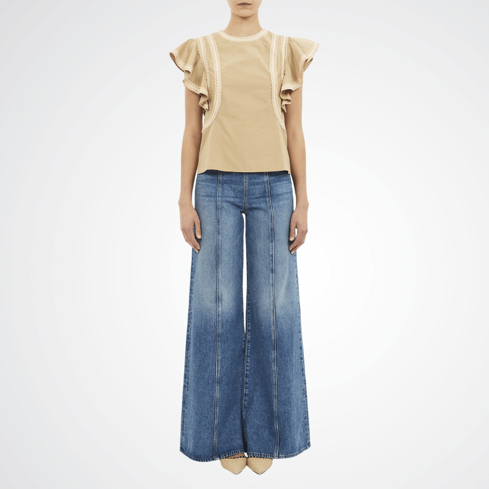 Ulla Johnson Anora Flutter Sleeve Top in Sand Available instore and online at Riada Concept, Woollahra — Sydney’s destination for a curated selection of international luxury brands