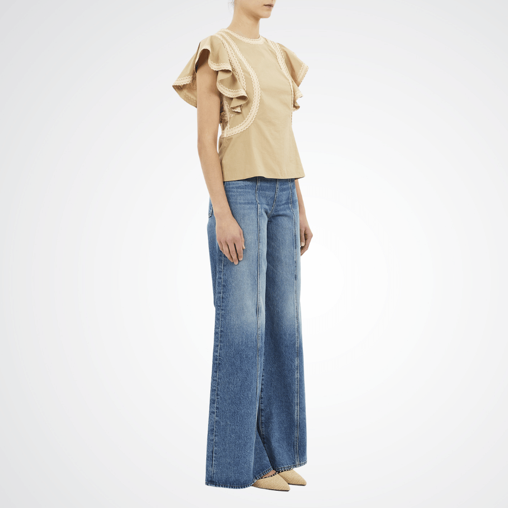 Ulla Johnson Anora Flutter Sleeve Top in Sand Available instore and online at Riada Concept, Woollahra — Sydney’s destination for a curated selection of international luxury brands