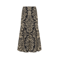 Ulla Johnson Clarisse Trumpet Midi Skirt in Noir Flora Ulla Johnson designer skirts, international luxury fashion boutique Australia Riada Concept Woollahra