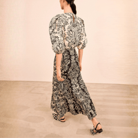 Ulla Johnson Clarisse Trumpet Midi Skirt in Noir Flora Ulla Johnson designer skirts, international luxury fashion boutique Australia Riada Concept Woollahra