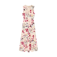Shop Ulla Johnson Elowen in Summer Garden, a floral silk crepe de chine midi dress with V-neckline, bias cut and body-skimming fit at Riada Australia.