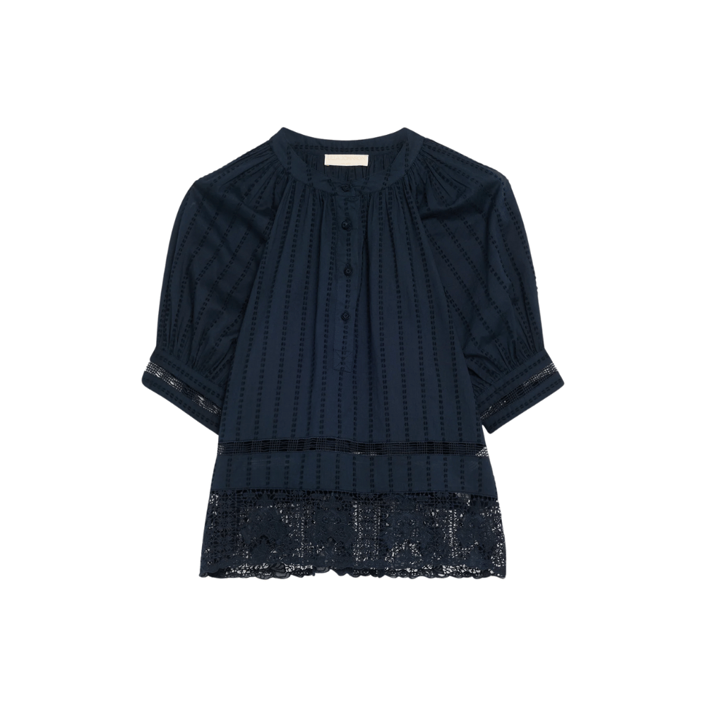 Ulla Johnson Faye Puff Sleeve Blouse in Navy Blue ULLA JOHNSON Designer fashion shop online and in store High End fashion boutique Sydney Australia Riada Concept
