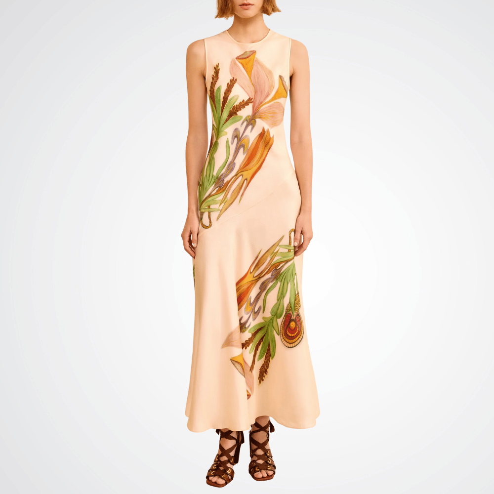 Ulla Johnson Gaea Sleeveless Midi Dress in Inner Nature Ulla Johnson designer skirts, international luxury fashion boutique Australia Riada Concept Woollahra