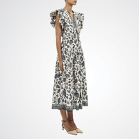 Ulla Johnson Kairi Flutter Sleeve Midi Dress in Porcelain Ulla Johnson designer skirts, international luxury fashion boutique Australia Riada Concept Woollahra