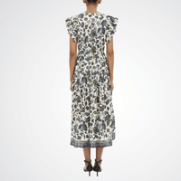 Ulla Johnson Kairi Flutter Sleeve Midi Dress in Porcelain Ulla Johnson designer skirts, international luxury fashion boutique Australia Riada Concept Woollahra