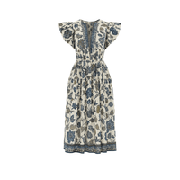 Ulla Johnson Kairi Flutter Sleeve Midi Dress in Porcelain Ulla Johnson designer skirts, international luxury fashion boutique Australia Riada Concept Woollahra