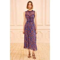 Ulla Johnson Kasia Crinkled Silk Chiffon Midi Dress in Violet Floral Print – International designer fashion boutique Australia Riada Concept Woollahra