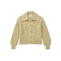 Riada Concept Ulla Johnson Louise cardigan in a marled mouline knit with a wide collar and full sleeves