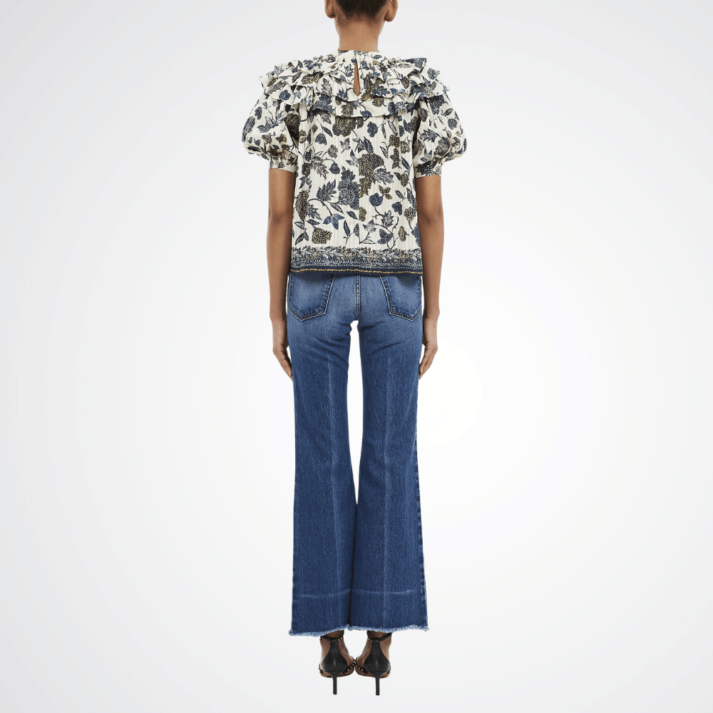 Ulla Johnson Mira Puff Sleeve Top in Porcelain Ulla Johnson designer skirts, international luxury fashion boutique Australia Riada Concept Woollahra