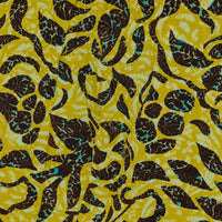 Riada Concept Ulla Johnson Othella cotton poplin midi dress in a chartreuse botanical print, with puff sleeves and pockets - close up fabric detail