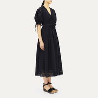 Ulla Johnson Ottilie Short-Sleeve Cotton Dress in Midnight – International designer fashion boutique Australia Riada Concept Woollahra